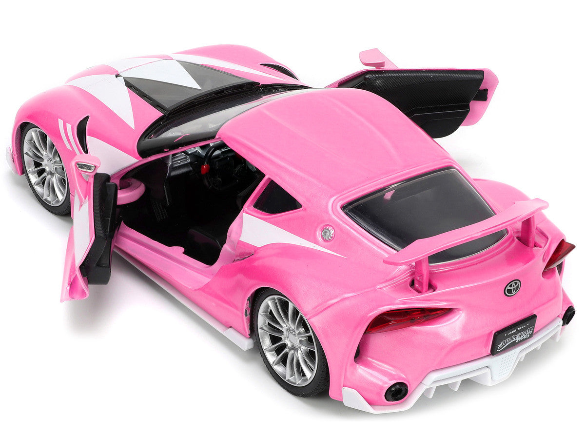 Toyota FT-1 Concept Pink Metallic and Pink Ranger Diecast Figurine "Power Rangers" "Hollywood Rides" Series 1/24 Diecast Model Car by Jada