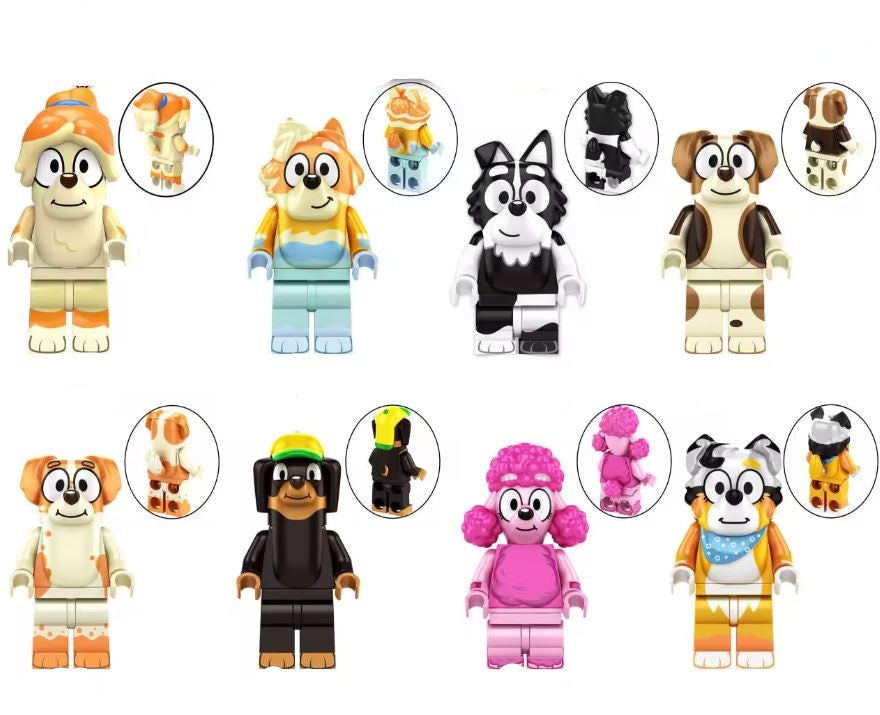 Bluey Friends Custom Minifigure Set of 8 – Fan‑Made Animal Figures