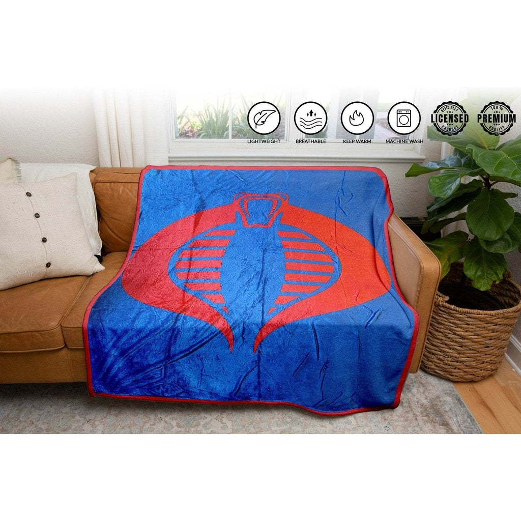 Hasbro G.I. Joe Cobra Symbol Blue 80's Cartoon Throw Blanket - 