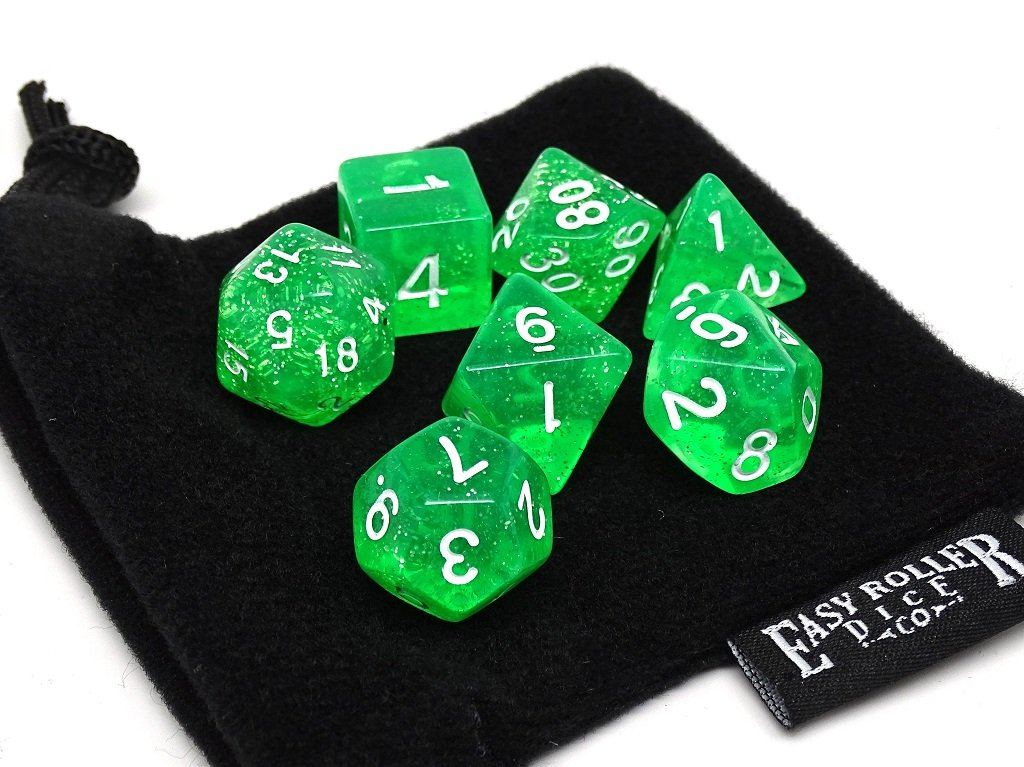 Translucent Green Galaxy - 7 Piece Dice Collection