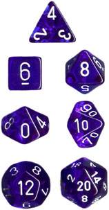 Translucent Poly Blue/White 7-Die Set (revised) - Role-Players