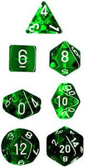Translucent Poly Green/White 7-Die Set (revised) - Role-Players
