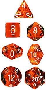 Translucent Poly Orange/White 7-Die Set (revised) - Role-Players