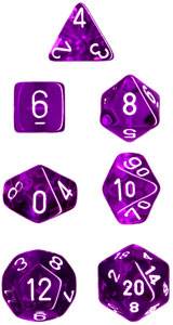 Translucent Poly Purple/white 7-Die Set (revised) - Role-Players