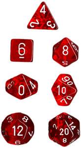 Translucent Poly Red/White 7-Die Set (revised) - Role-Players