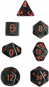 Translucent Poly Smoke/Red 7-Die Set - Role-Players