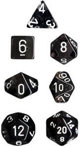 Translucent Poly Smoke/White 7-Die Set (revised) - Role-Players