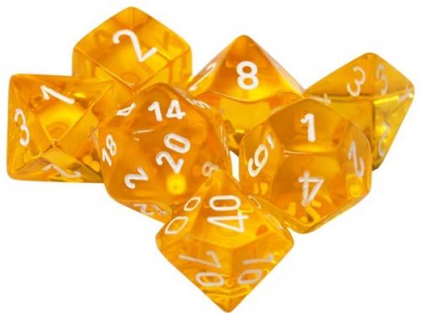 Translucent Poly Yellow/White 7-Die Set - Role-Players