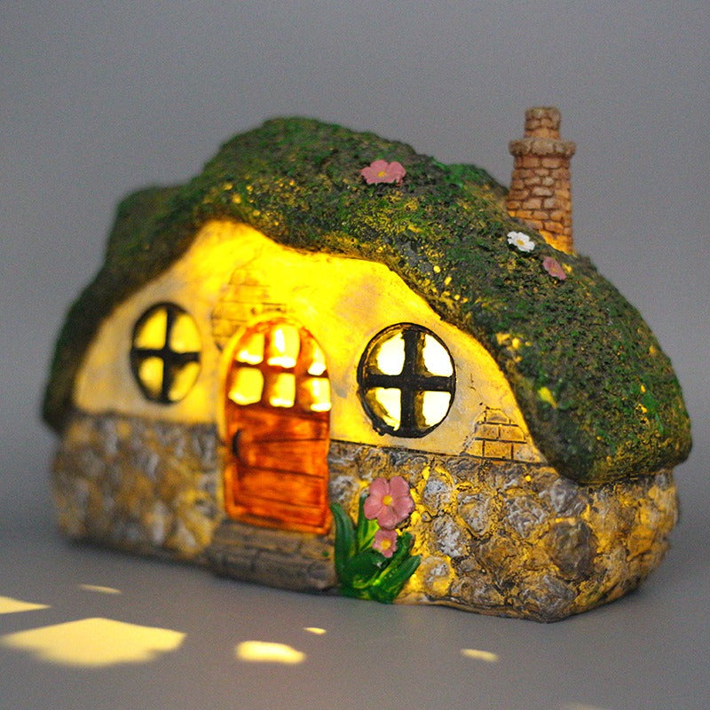 Transparent house garden night light resin decoration