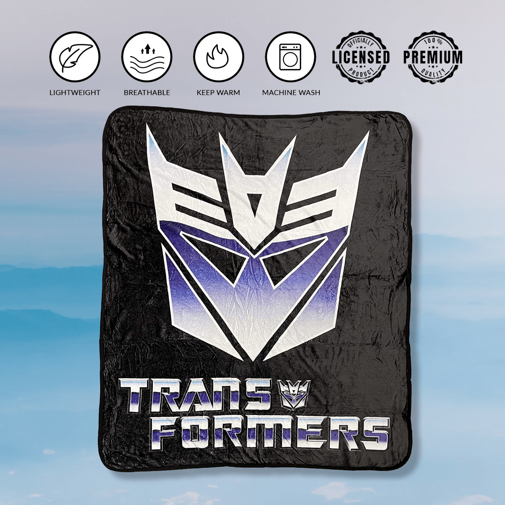 Hasbro Transformers Decepticon Symbol 80's Cartoon Fleece Throw Blanket - 