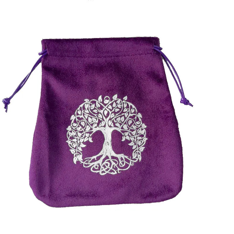 Tree of Life Velvet Tarots Cards Bag Rune Constellation Witch Divination Board Games Accessories Jewelry Dice Storage Bag Pouch