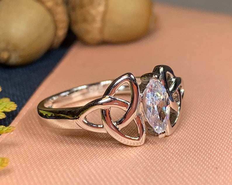 Topaz Trinity Knot Ring - Blue Topaz / 6