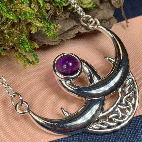 Beauty of Triple Moon Necklace - Amethyst