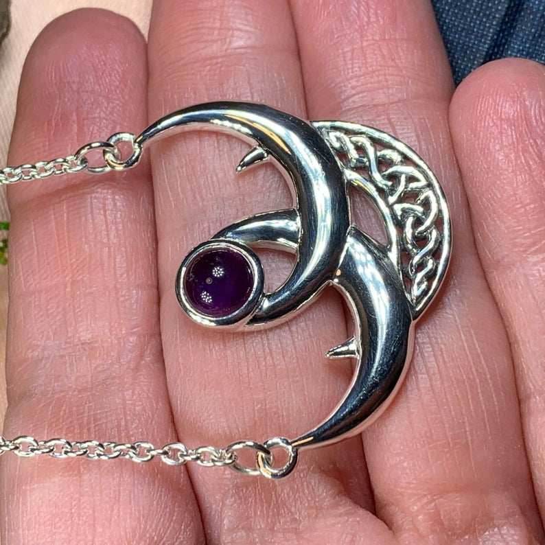 Beauty of Triple Moon Necklace - Amethyst