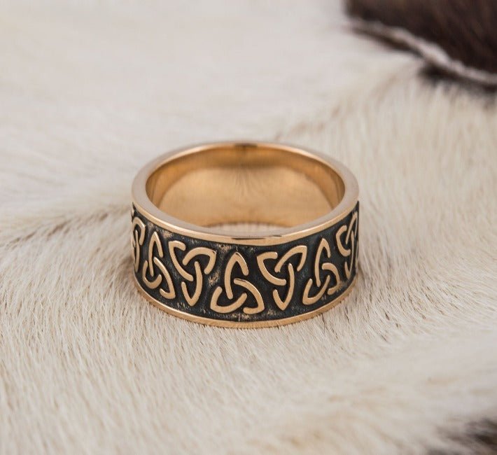 Bronze Triquetra Norse Ring | Handmade Symbolic Jewelry