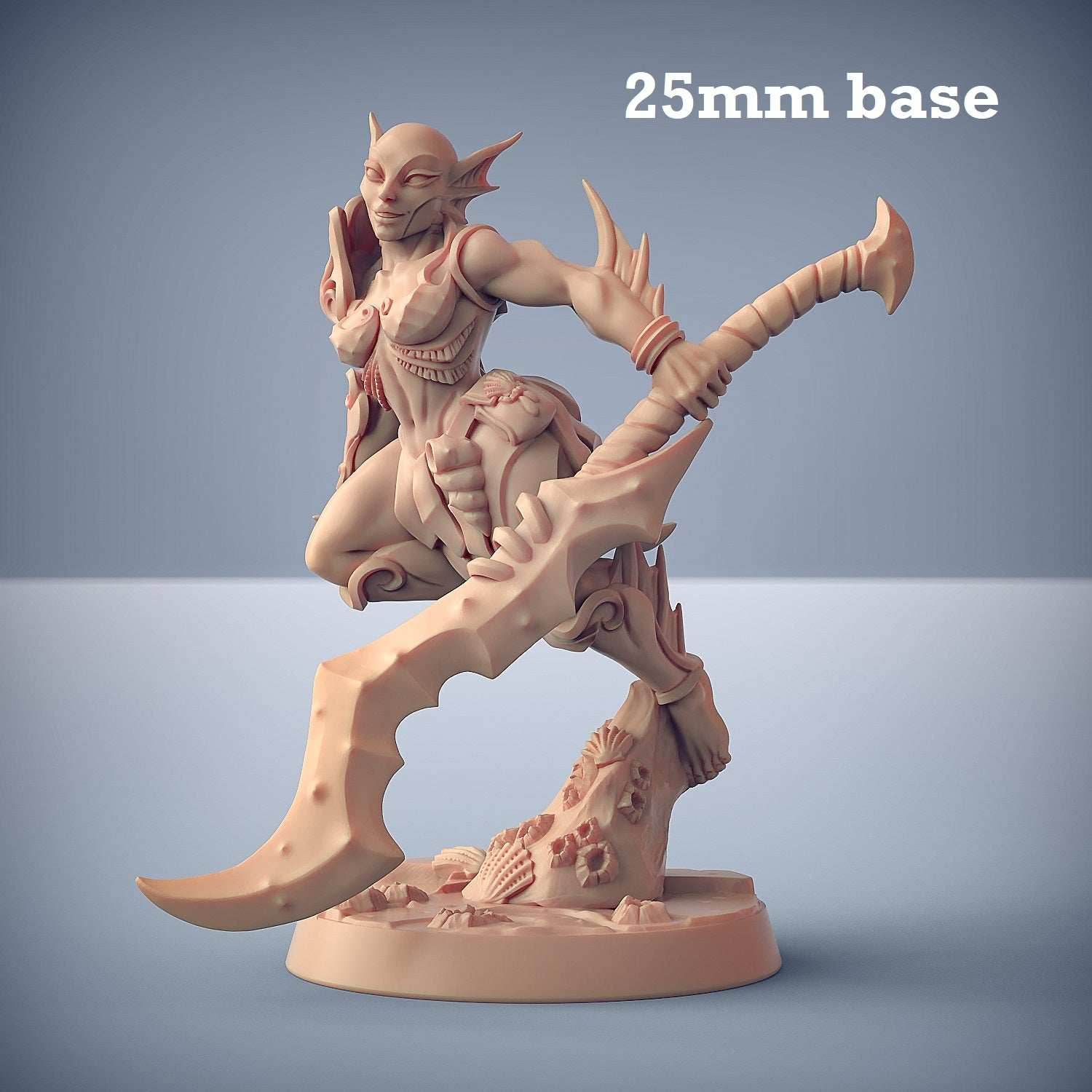 Triton Raider: Sculpt D (Female Merfolk Soldier) - With Hair / Trident