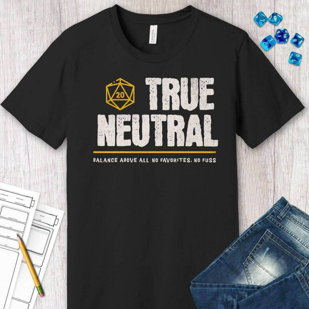 True Neutral Shirt - DnD Alignment T-shirt - Black / S