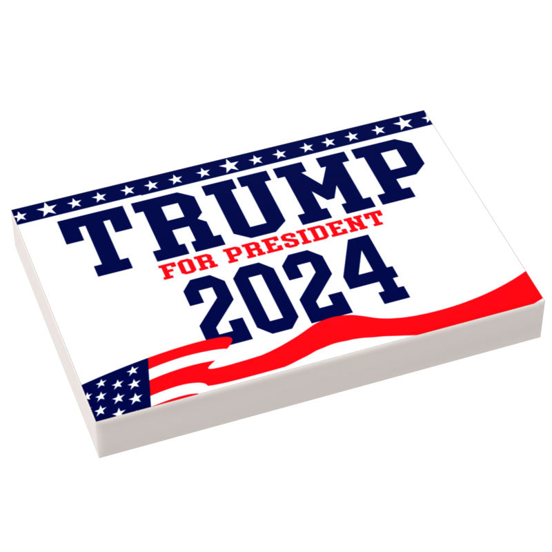 Trump 2024 Election USA Campaign Sign (2x3 Tile) made using LEGO part - B3 Customs