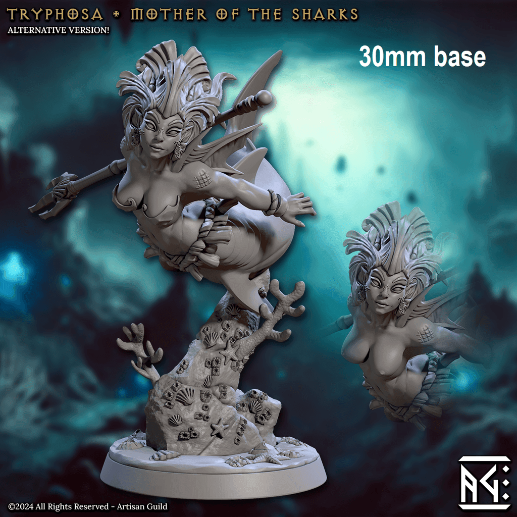 Tryphosa, Mother of the Sharks (Female Merfolk Warrior) - 