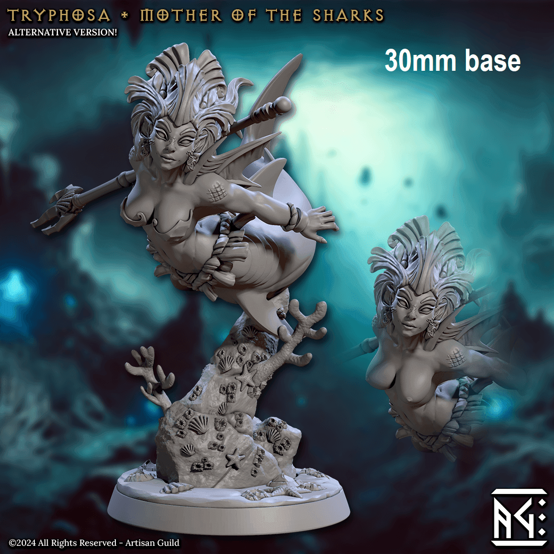 Tryphosa, Mother of the Sharks (Female Merfolk Warrior) - 
