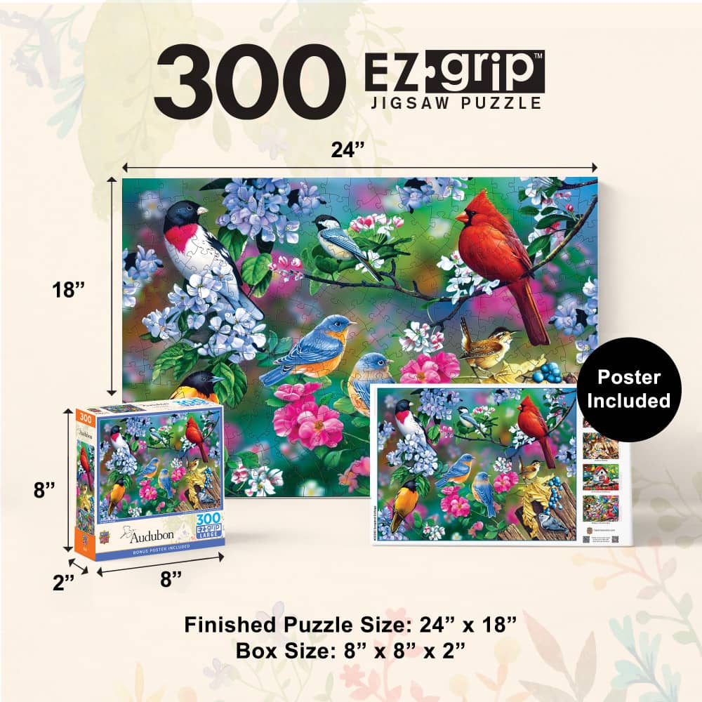 Audubon - Songbird Collage 300 Piece EZ Grip Jigsaw Puzzle