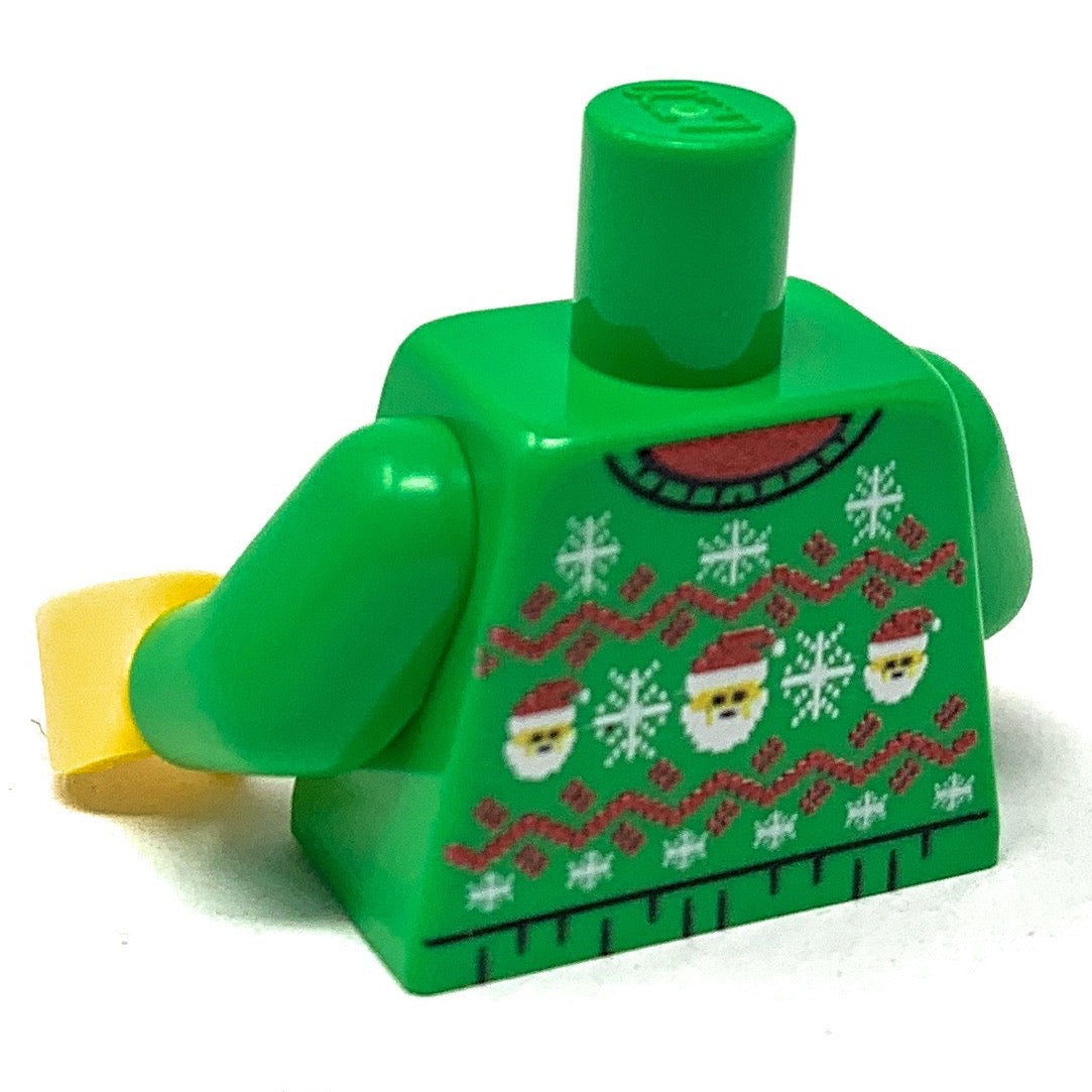 Ugly Green Santa Christmas Sweater Printed Torso made using LEGO parts