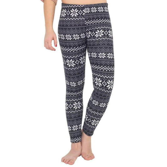 Ugly SNOWFLAKES Pattern BLACK Christmas Leggings - S/M