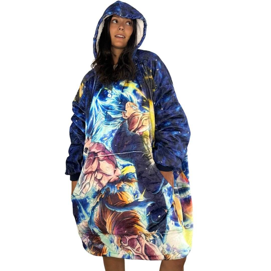 ltra Instinct Vegeta & Goku Wearable Blanket Hoodie for Kids & Adults - adult