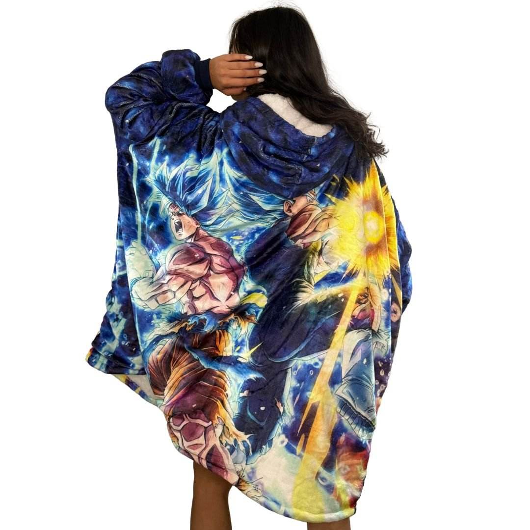 ltra Instinct Vegeta & Goku Wearable Blanket Hoodie for Kids & Adults - adult