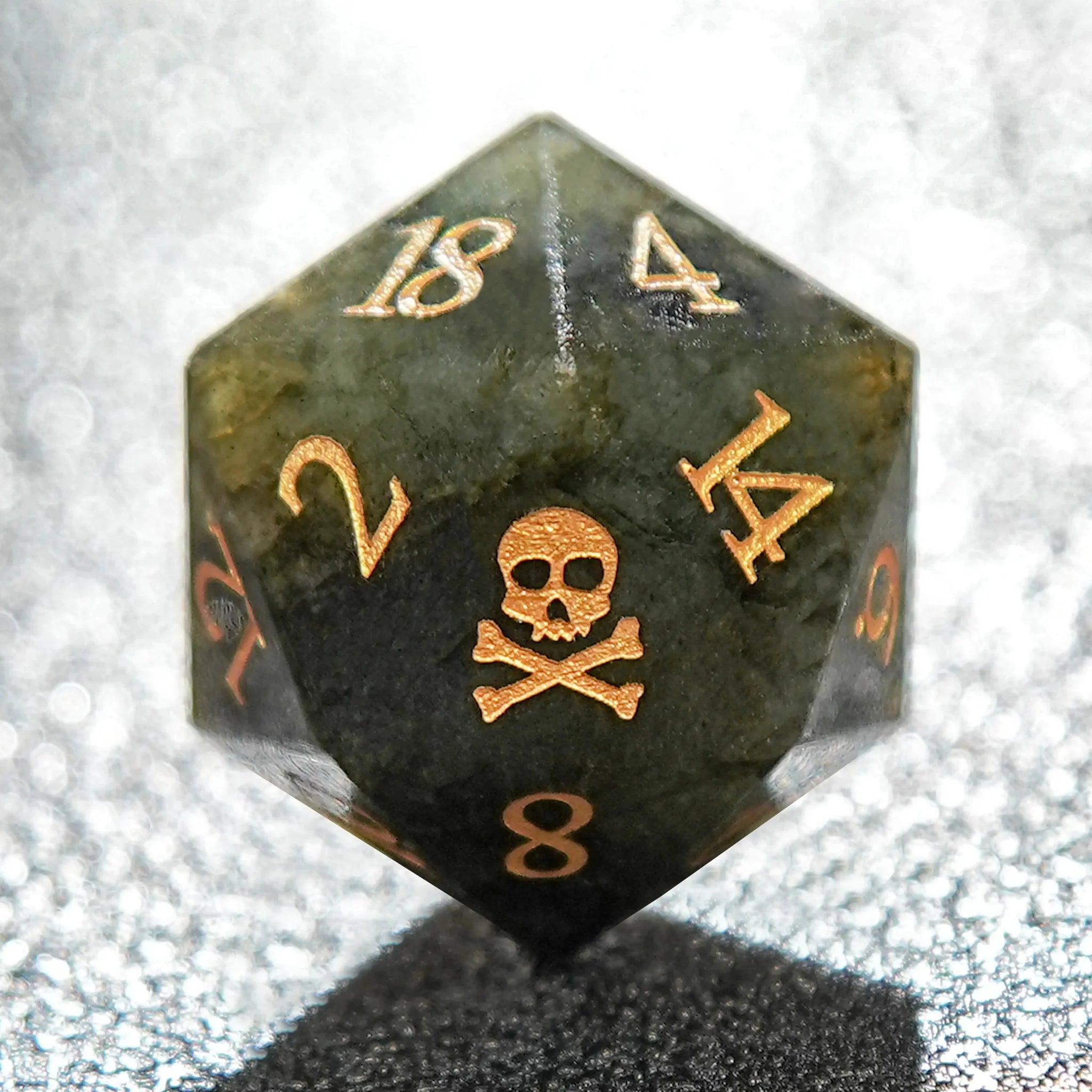 Undead Race - Pull Feldspar Gemstone Dice Set + Gold Font