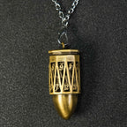 Unique Bullet Shape Antique Gold Hollow Metal D20 Dice Cage Necklace + Mini Dice Set