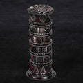 Unique dice tower spinner: black cylinder multi-layer rotating metal dnd dice + red numbers