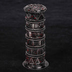 Unique dice tower spinner: black cylinder multi-layer rotating metal dnd dice + red numbers