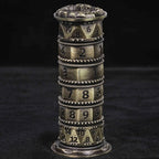 Unique dice tower spinner: black cylinder multi-layer rotating metal dnd dice + red numbers