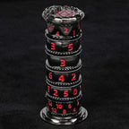 Unique dice tower spinner: black cylinder multi-layer rotating metal dnd dice + red numbers