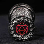 Unique dice tower spinner: black cylinder multi-layer rotating metal dnd dice + red numbers