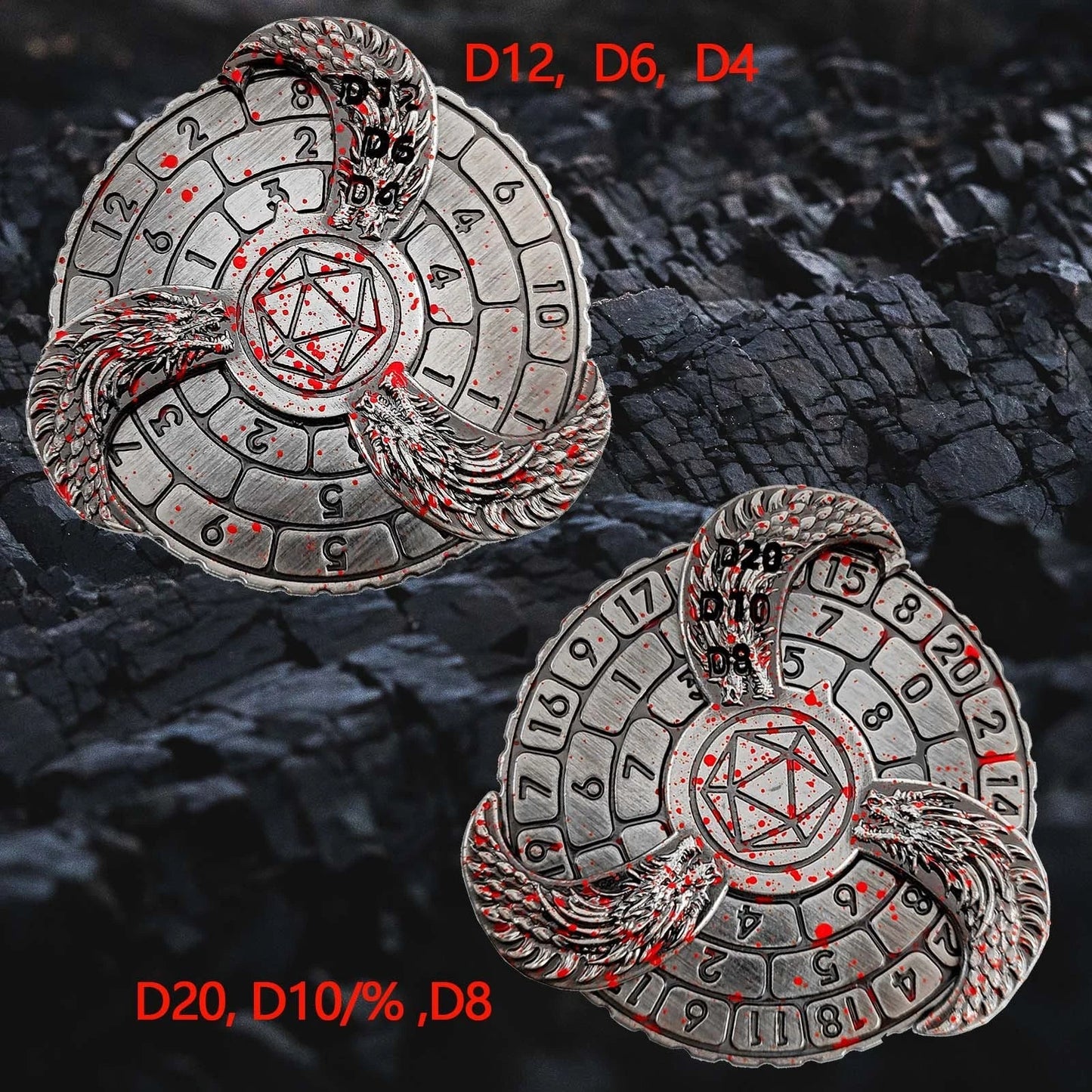 Unique DND Roulette Dice Spinner: 7 in 1 Metal Dragon Fidget Spinner Dice