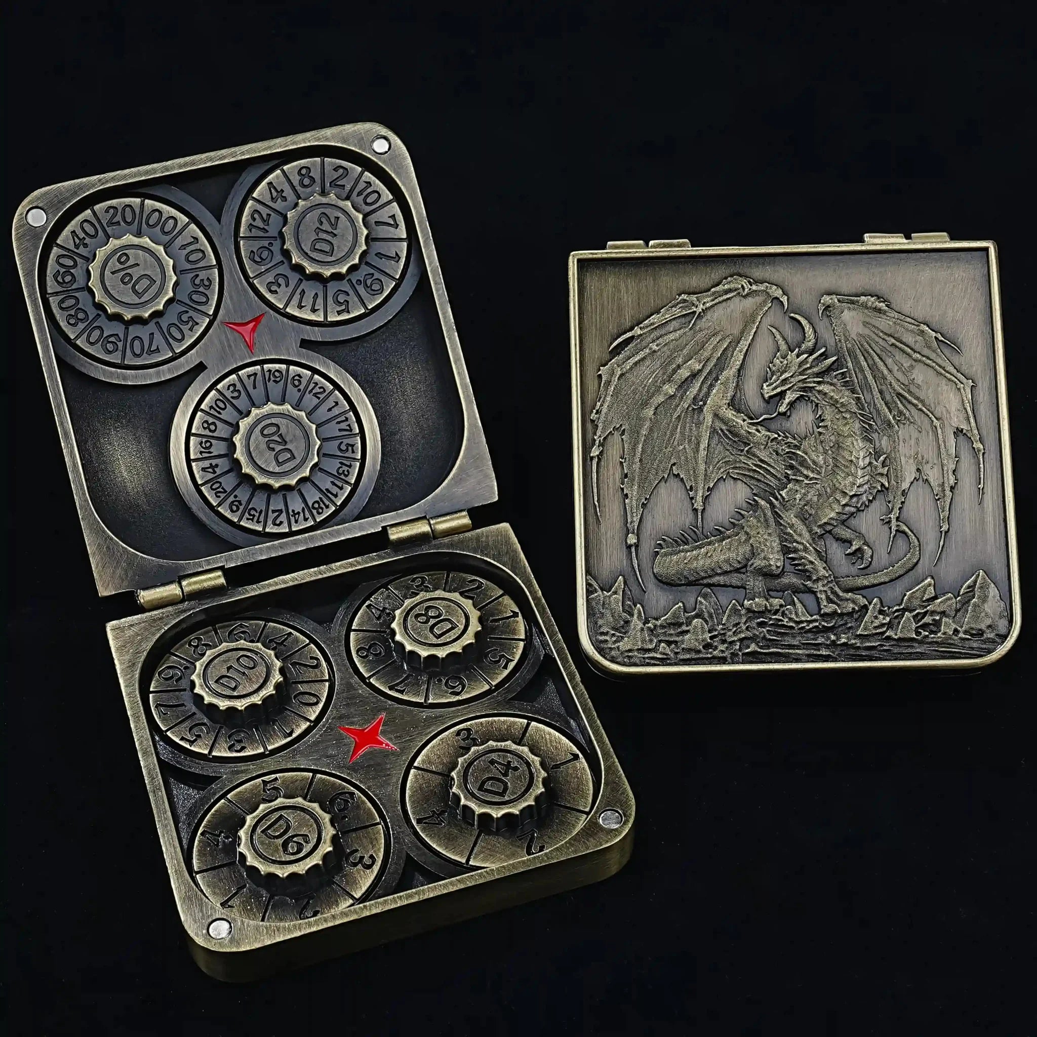 Unique Metal Foldable Dice Box with Magnets 7 in 1 Roulette DND Dice Spinner