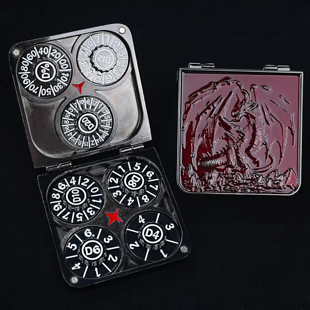 Unique Metal Foldable Dice Box with Magnets 7 in 1 Roulette DND Dice Spinner