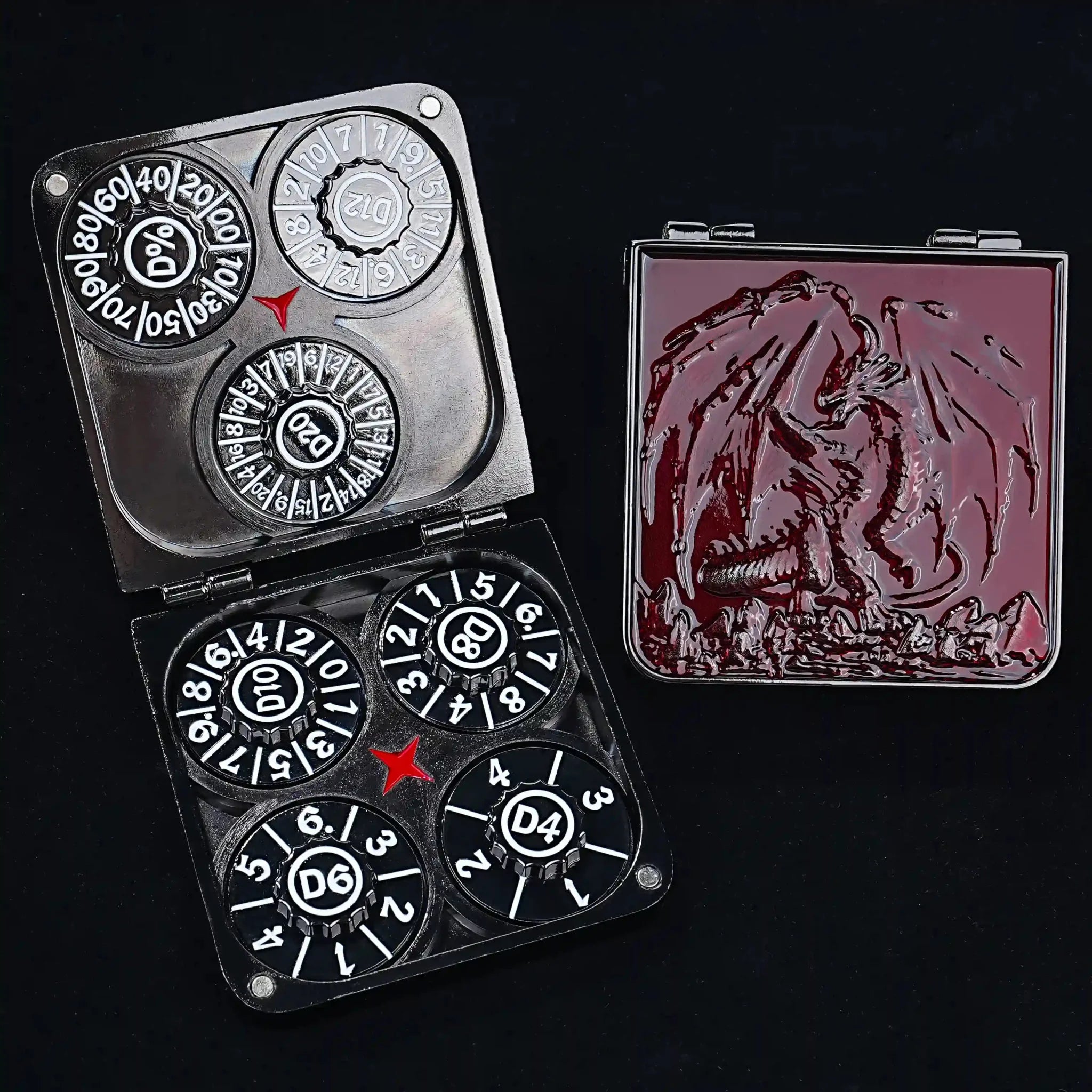 Unique Metal Foldable Dice Box with Magnets 7 in 1 Roulette DND Dice Spinner