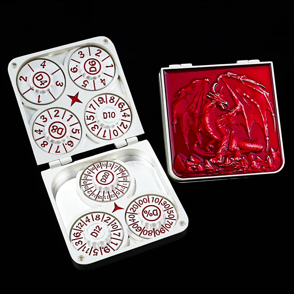 Unique Metal Foldable Dice Box with Magnets 7 in 1 Roulette DND Dice Spinner