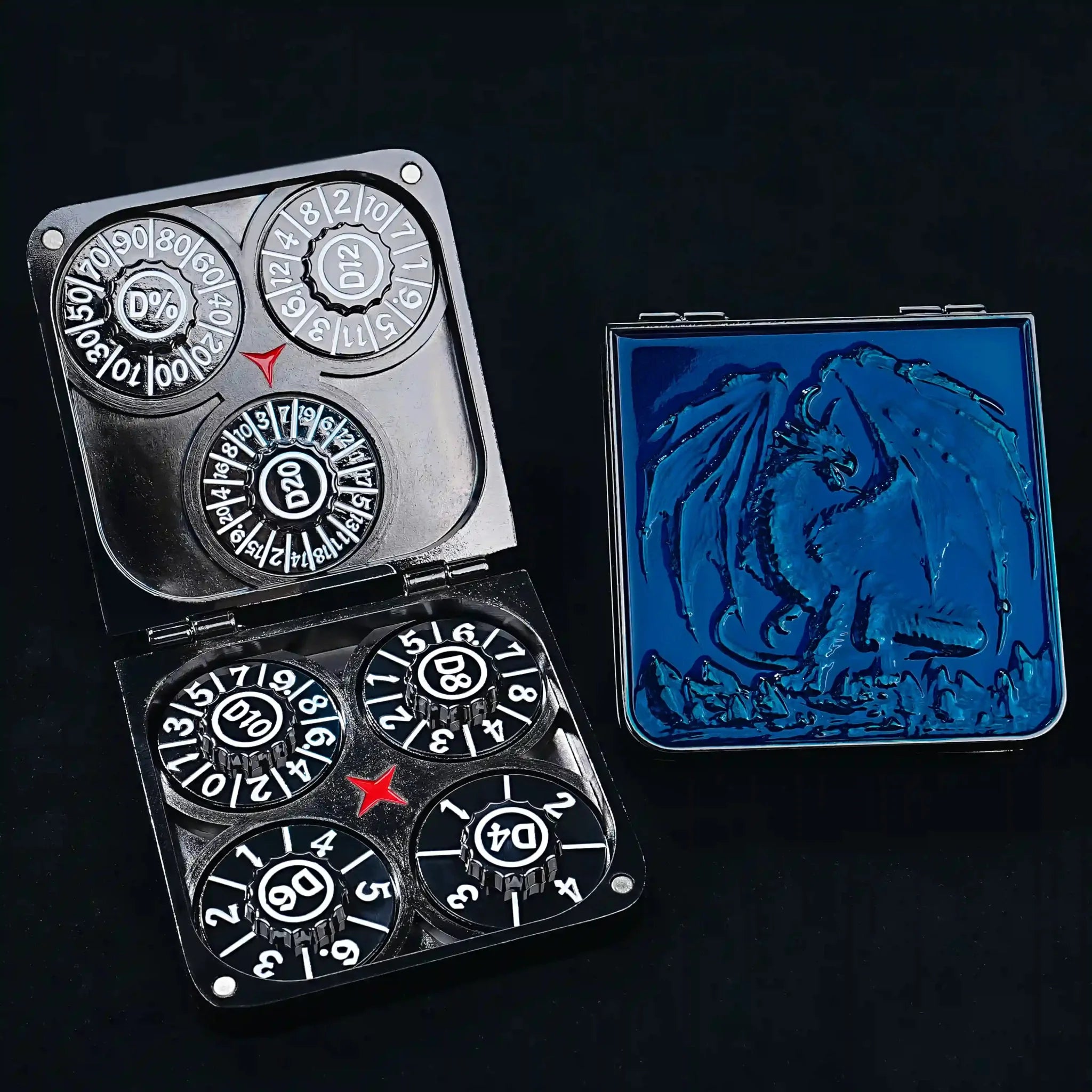 Unique Metal Foldable Dice Box with Magnets 7 in 1 Roulette DND Dice Spinner
