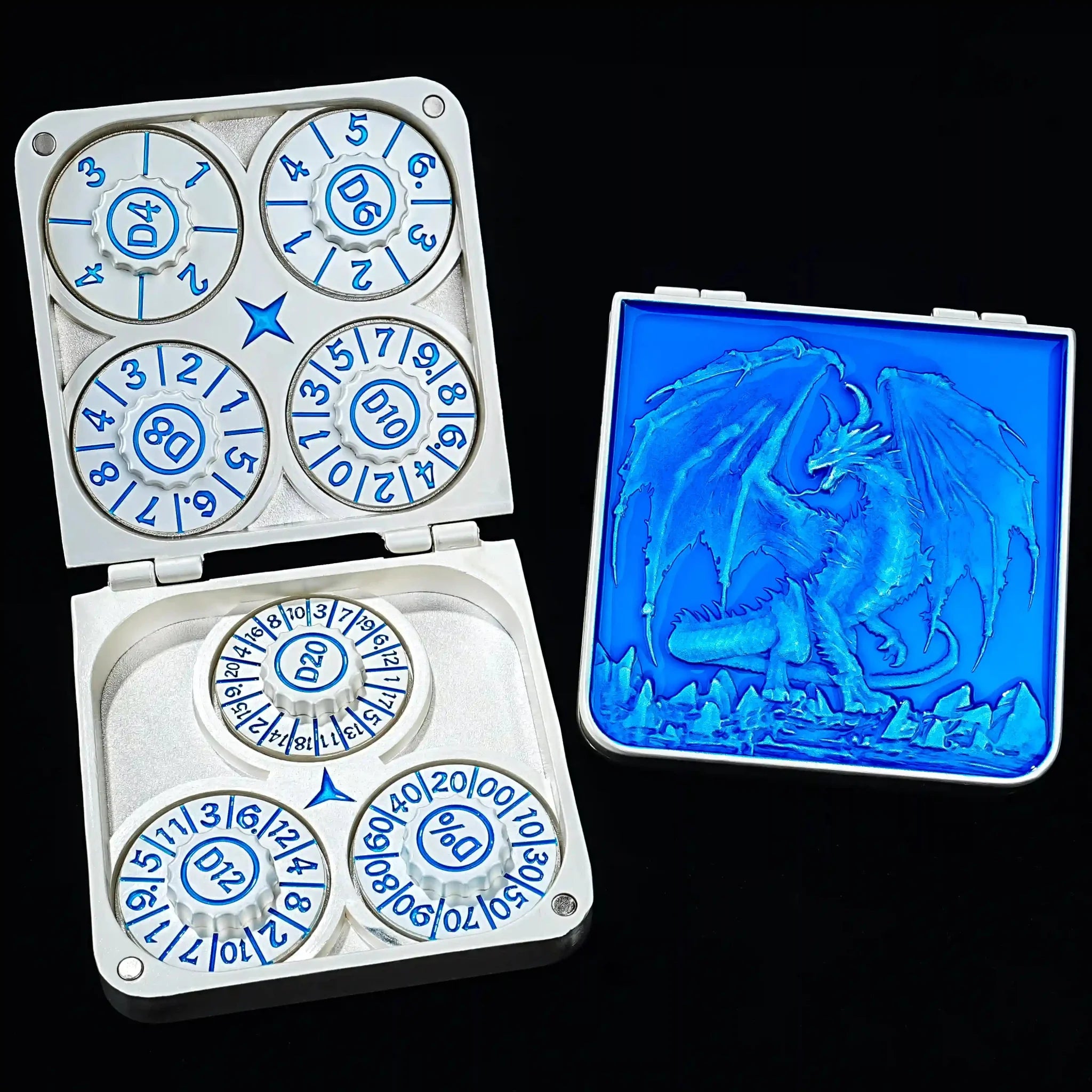 Unique Metal Foldable Dice Box with Magnets 7 in 1 Roulette DND Dice Spinner