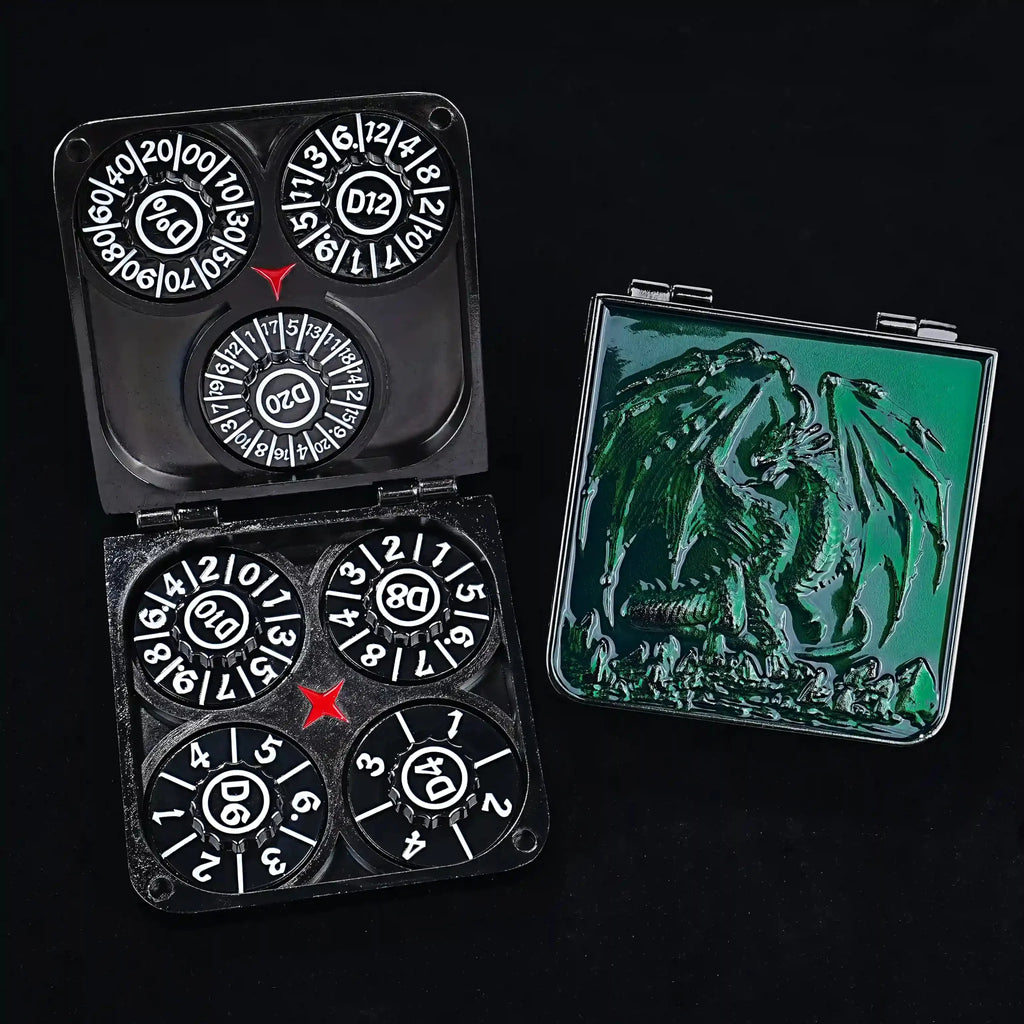 Unique Metal Foldable Dice Box with Magnets 7 in 1 Roulette DND Dice Spinner