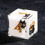 Unique White Resin Black Cat DND Dice Set + Gold Font