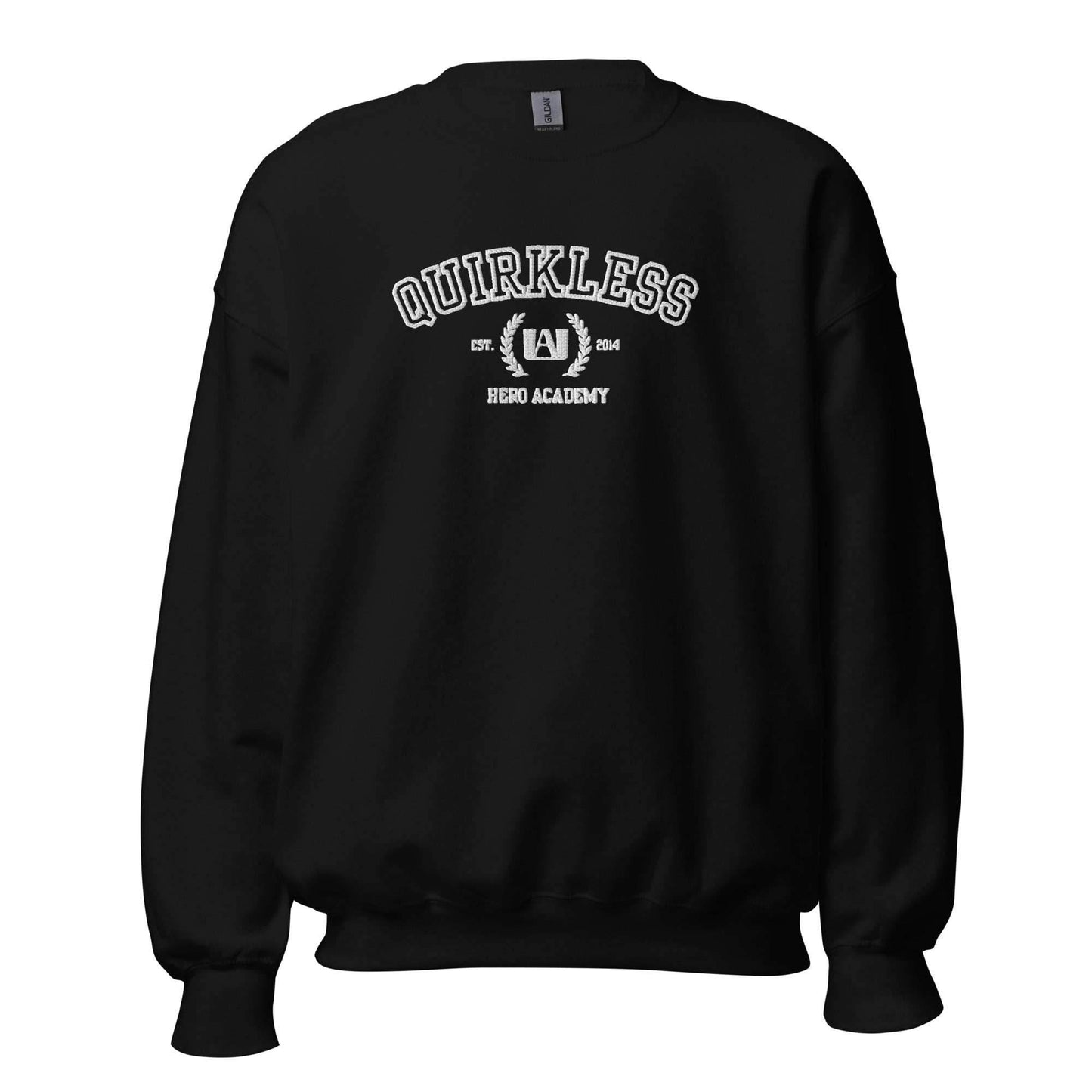 Quirkless Anime Embroidered Crewneck Sweatshirt - Black / S
