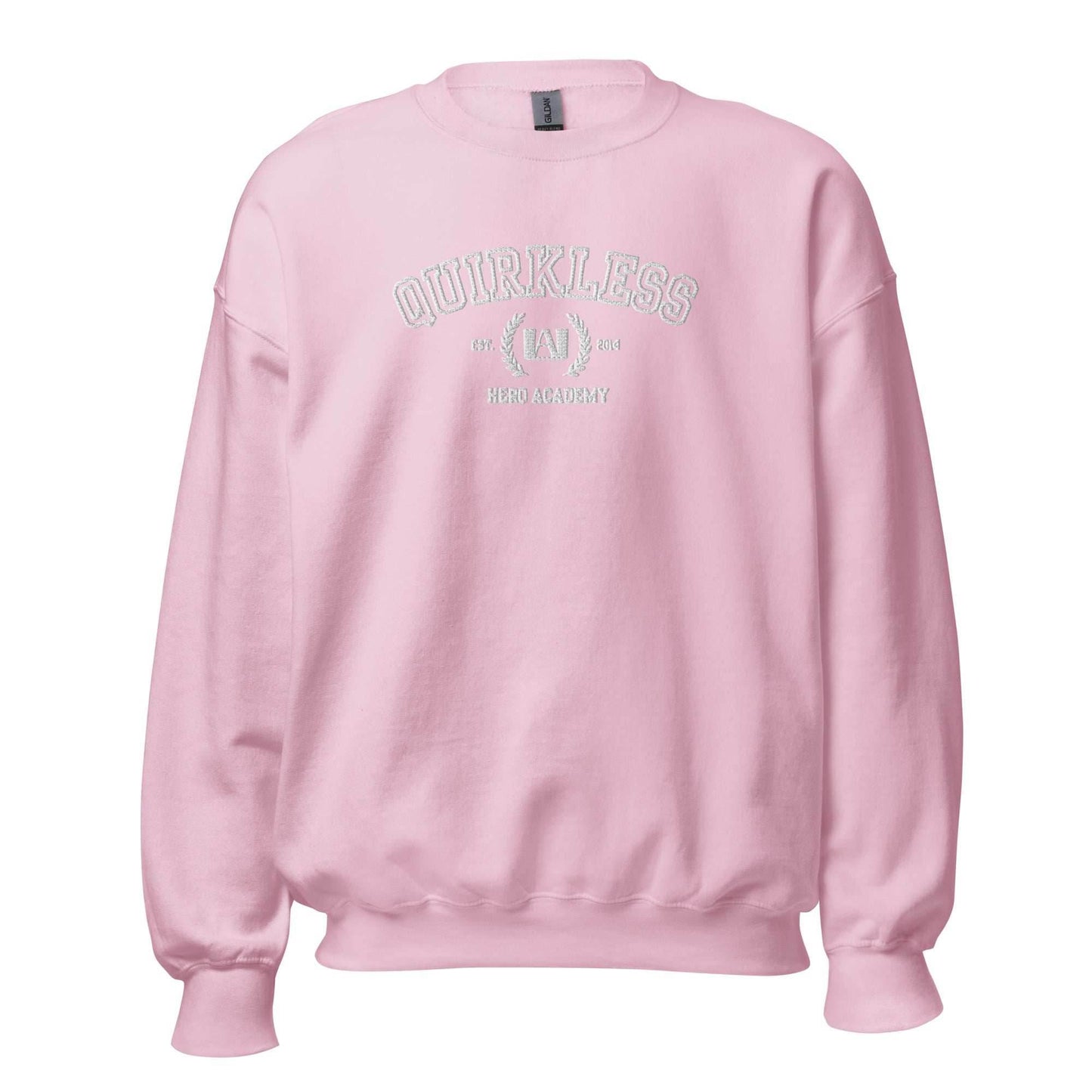 Quirkless Anime Embroidered Crewneck Sweatshirt - Light Pink / S