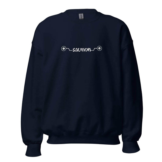 Cursed Speech Salmon Anime Embroidered Crewneck Sweatshirt - Navy / S