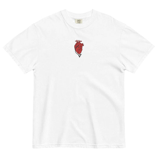 Pochita Heart Embroidered Comfort Colors® Anime Tee - White / S