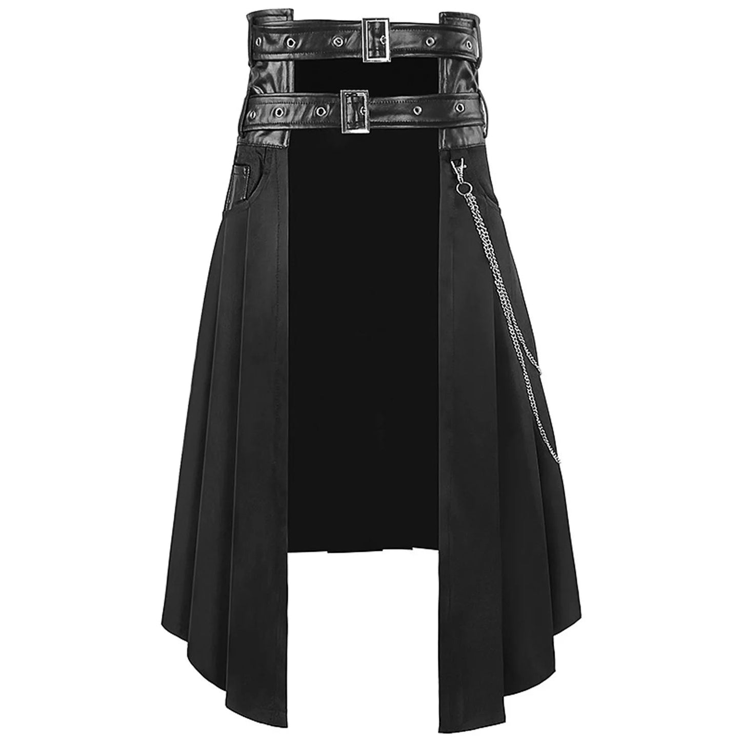 Unisex Men's Leather Skirt Spring And Autumn Rock Gothic Punk Casual Large Size Half Skirt Scottish Medieval Cos Costumes Faldas